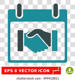Vector Handshake Calendar Day EPS vector pictogram. Illustration style is flat iconic bicolor soft blue symbol on a transparent background.