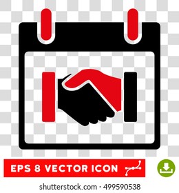 Vector Handshake Calendar Day EPS vector pictograph. Illustration style is flat iconic bicolor intensive red and black symbol on a transparent background.