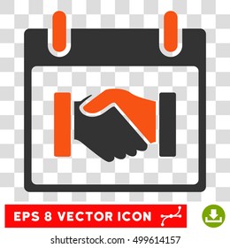 Vector Handshake Calendar Day EPS vector pictograph. Illustration style is flat iconic bicolor orange and gray symbol on a transparent background.