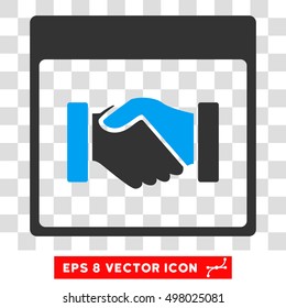 Vector Handshake Calendar Page EPS vector pictogram. Illustration style is flat iconic bicolor blue and gray symbol on a transparent background.