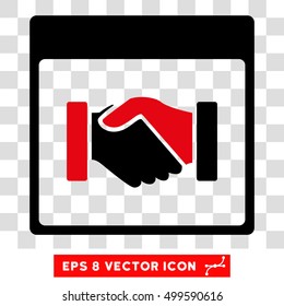 Vector Handshake Calendar Page EPS vector icon. Illustration style is flat iconic bicolor intensive red and black symbol on a transparent background.