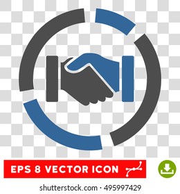 Vector Handshake Diagram EPS vector pictogram. Illustration style is flat iconic bicolor cobalt and gray symbol on a transparent background.