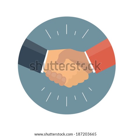 Vector handshake in flat style 