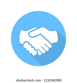 Vector de icono de apretón de manos en círculo azul - diseño vectorial icónico.
