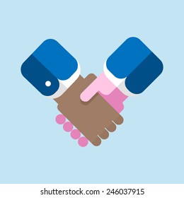 Vector handshake illustration. Background for business and finance
