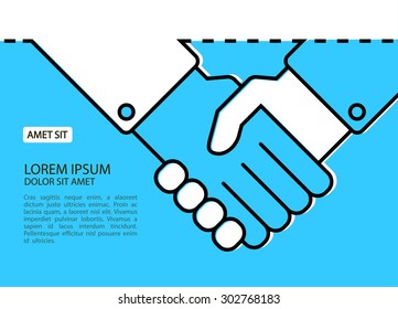 Vector handshake illustration. Background for business and finance