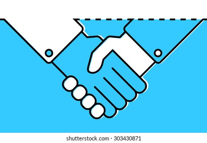 Vector handshake illustration. Background for business and finance