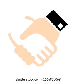 vector handshake symbol, contract icon - deal agreement. friendship, partnership or teamwork concept