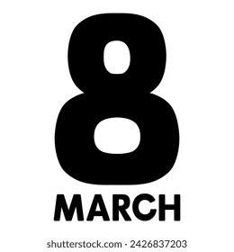 Vector handwriting black text by 8 march. Lettering by women day in flat design. Isolated typography bold font for logo design, flyer, banner, poster, calendar, greeting card