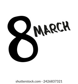 Vector handwriting black text by 8 march. Lettering by women day in flat design. Isolated typography bold font for logo design, flyer, banner, poster, calendar, greeting card