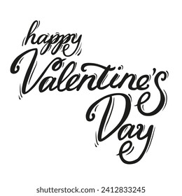 Vector handwriting lettering by Happy Valentine day. Background with love typography. Text for greeting card, logo, sale, product