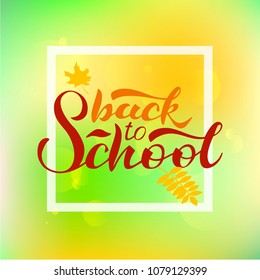Vector handwriting lettering on background: back to school. For design cards, poster and banners. EPS10