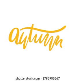 Vector handwriting word autumn. Hand drawn lettering autumn. Modern calligraphy.