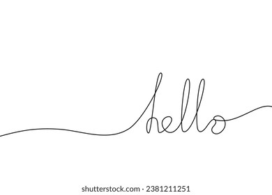 Saludo de la palabra de escritura a mano del vector. La mano trazó una línea continua.