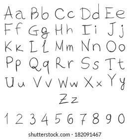 Vector Handwritten Alphabet With Numbers 