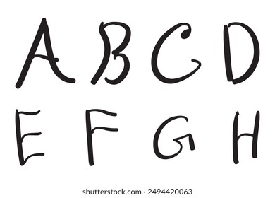 Vector manuscrito alfabeto conjunto de letras mayúsculas negras