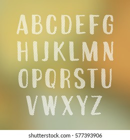 Vector handwritten alphabet. Uppercase letters on blurred background