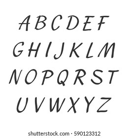 Vector handwritten alphabet. Uppercase letters. Brush script. Modern Brushed Lettering.
