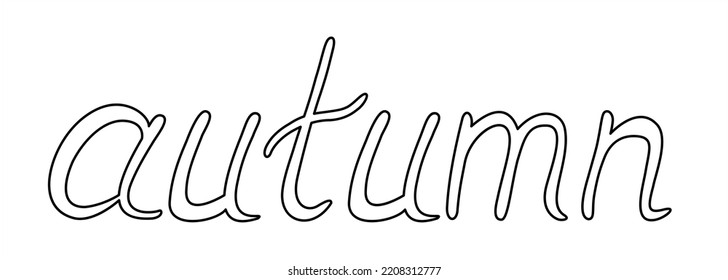 Vector handwritten black line word autumn with an empty center.