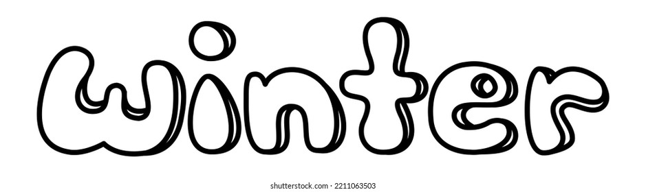 Vector handwritten black line word winter plump letters.
