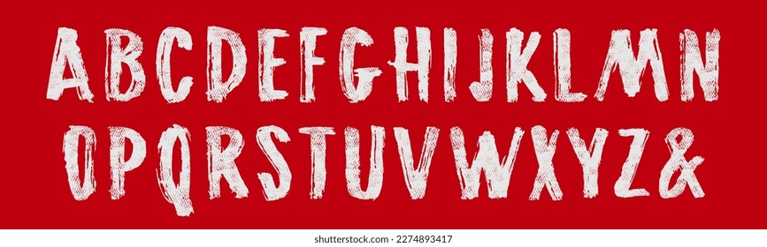 Vector handwritten brush font in grunge style. Letters with rough texture for logo and t-shirt design