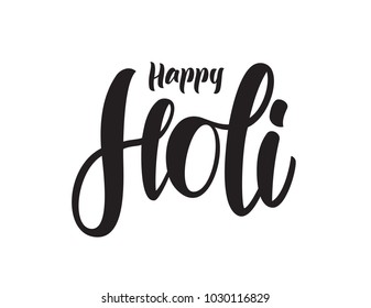 Vector  Handwritten brush type lettering of Happy Holi on white background