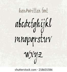 Vector handwritten calligraphic font