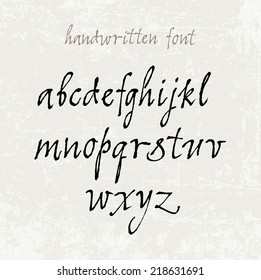 Vector handwritten calligraphic font