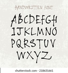 Vector handwritten calligraphic font, capitals