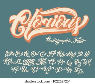 Vector handwritten calligraphic  font for unique lettering. Type for card, poster, banner, print for t-shirt.