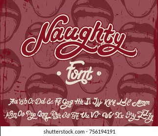 Vector handwritten calligraphic  font with vintage texture. Type for card, poster, banner, print for t-shirt.