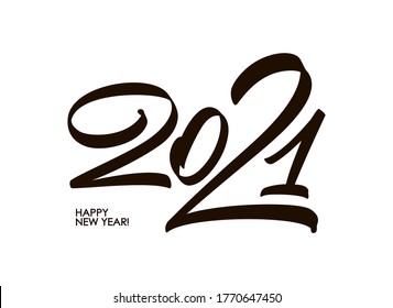 Vector Grabado a mano número de caligrafía de 2021. Feliz Año Nuevo. Caligrafía china