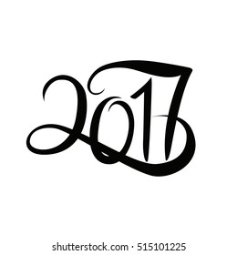 Vector handwritten calligraphy for 2017 New Year of the Rooster. Hand drawn lettering isolated on white. EPS 10
