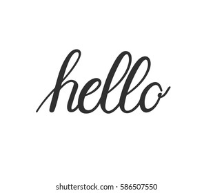 Vector hand-written calligraphy hello word. Retro pen design imtation