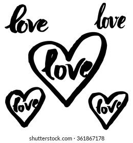 Vector handwritten calligraphy sign - LOVE 
