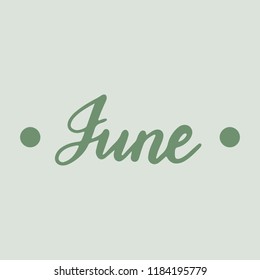 Vector hand-written calligraphy of the word "June".