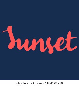 Vector hand-written calligraphy of the word "Sunset".