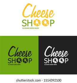 Vector handwritten cheese logo with two lenses With different Background .