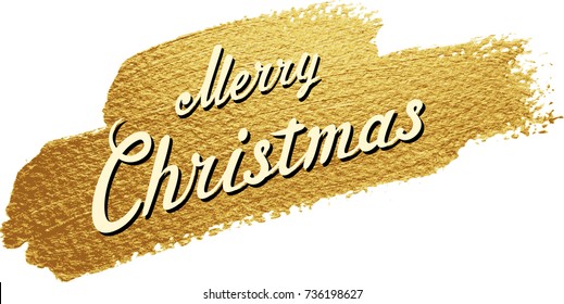 Vector handwritten Christmas and New Year calligraphy on golden background