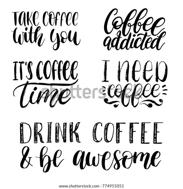 Vector Handwritten Coffee Phrases Set Coffee Stock Vector (Royalty Free ...