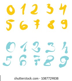 Vector handwritten color number set for your illustration