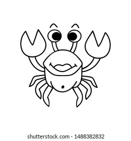 Vector handwritten crab, isolated icon