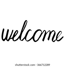 Vector handwritten design in brushpen lettering style with welcome text