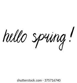 Vector handwritten design in brushpen lettering style with Hello spring text