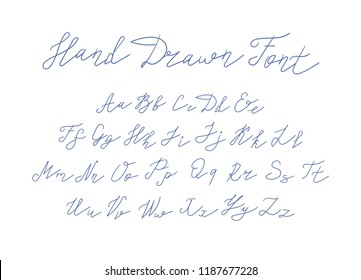 Vector Handwritten Font, Freehand Writing Letters Set Isolated on White Background.