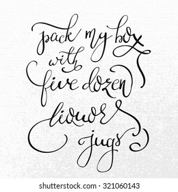 Vector handwritten fountain pen font isolated letters and flourishes modern calligraphy ink alphabet
