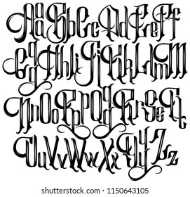 Vector handwritten gothic font for unique lettering. Typography for card, poster, banner, print for t-shirt, label, badges, headlines.