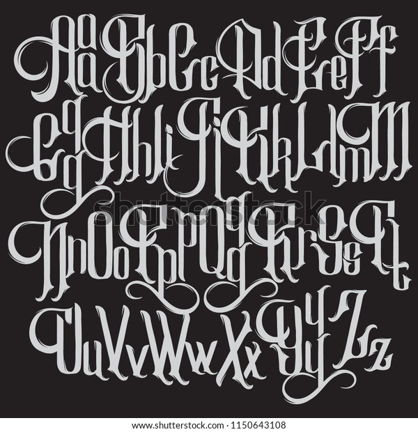 Vector Handwritten Gothic Font Unique Lettering Stock Vector (Royalty ...