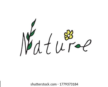 Vector handwritten graphics, calligraphy. Isolated text on a white background. Nature and organics