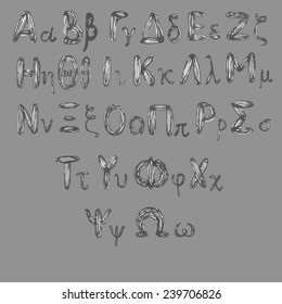 vector handwritten Greek alphabet